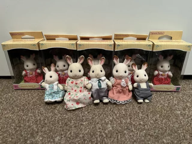 Sylvanian Families coniglio cioccolato famiglia di 5 più 5 x conigli bambina nuovissimo