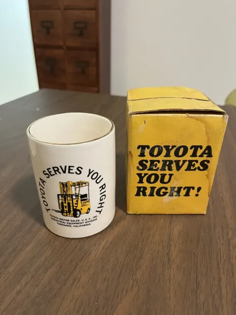 Toyota ceramic cup with gold color trim pen and pencil holder vintage
