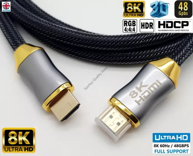 Premium 8K HDMI 2.1 Ultra Câble Haute Vitesse 48Gbps 4K @ 120 PS5 Xbox X Sky UHD