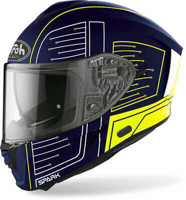 Tailles Airoh Airoh Casque Intégral Spark Rise Blue Yellow Matt Pare-Soleil 