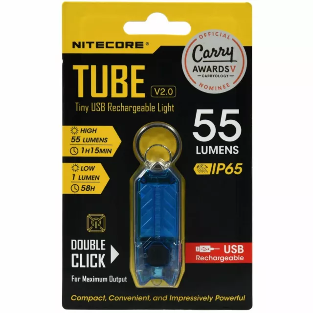 Nitecore TUBE 2.0 Mini LED Taschenlampe, mit Micro USB, 55 Lumen, blau    Blau