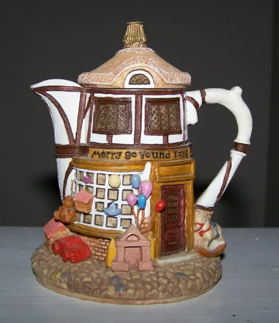 Hometown Teapot Cottages - Merry Go Round Toys Shop Figurine - Great Condition!!