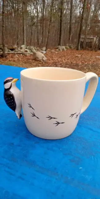 Cool 3D WOODPECKER BIRD WATCHING Figural FINIAL Coffee Cup Wildlife Mug Audubon