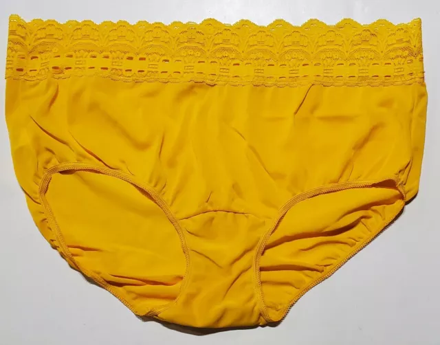 Olga Secret Hug Bikini Sissy Panty Slippery LACE 10/3XL Bright YELLOW 0913J3