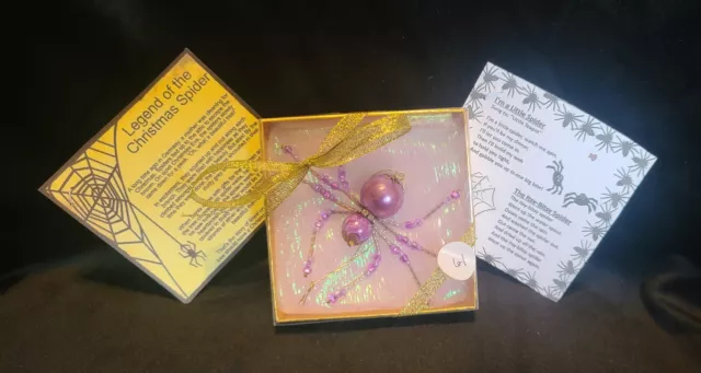 Christmas Holiday Spider Ornament with legend ,Great Gift #61 Purple Beads