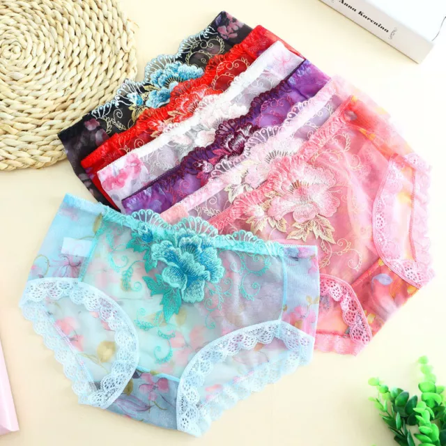 Womens Sexy Underwear Lace See Through Lingerie Mesh Briefs Panties  Knickers .