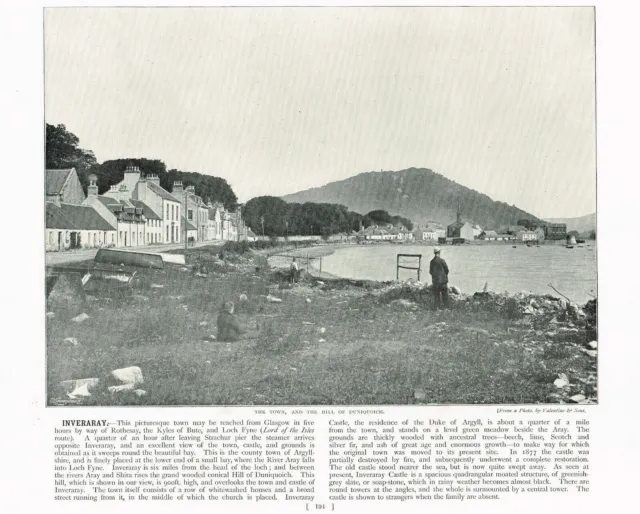 Inveraray Scotland Town & Hill Of Duniquoich Antique Picture Print 1895 RTC#194