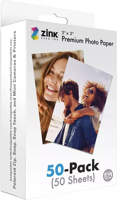 Zink 2"X3" Premium Instant Photo Paper (50 Pack) Compatible with Polaroid Snap,