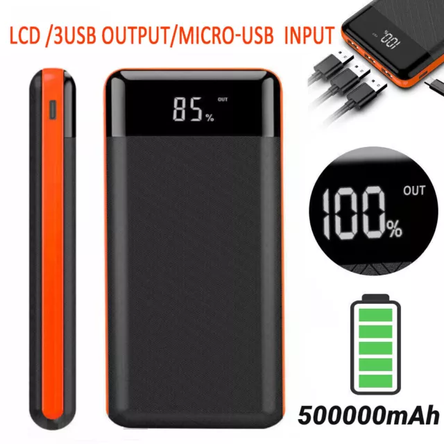 500000mAh Powerbank Externer Batterie 3 USB Ladegerät ZusatzAkku Für Alle Handy