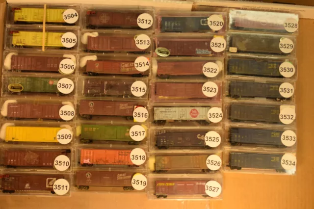 N Scale 50' RIBB BOX CAR CUSTOM WEATHERED SP WP BN CNW CN GW GN sold individuall
