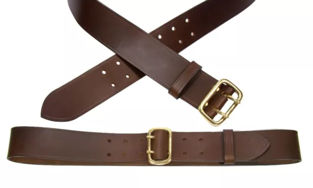 Genuine Calf Leather Military Belt 3mm Thick Leather Sam Browne Duty 2″ wide