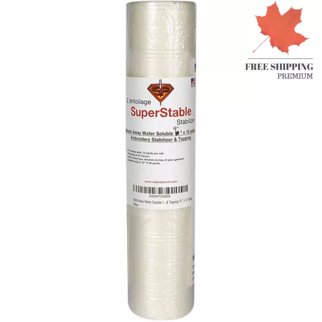 Wash-Away Water Soluble Stabilizer 9 x 10 Yards Roll SuperStable Embroidery S...