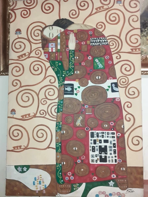 Tableau Décoratif Gustav Klimt 'L'Étreinte' - Impression Sur Toile - Fabriqué En Italie