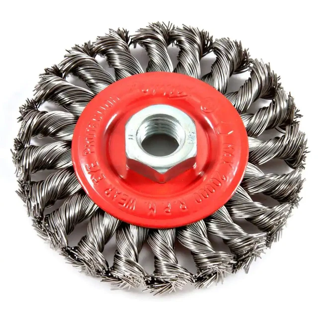 4 In. X 5/8 In.-11 Threaded Arbor Twist Knot Wire Wheel Brush | (FREE SHIPPING)