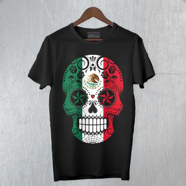 T-shirt Uomo Skull7 Mexican Teschio Messicano Moda Rock Cool Idea regalo FB TEE