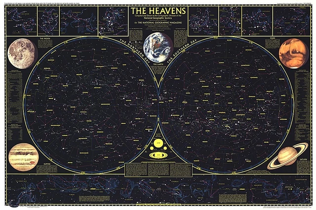Map of the Heavens National Geographic Heavens Wall Map - 30.5 x 22.7