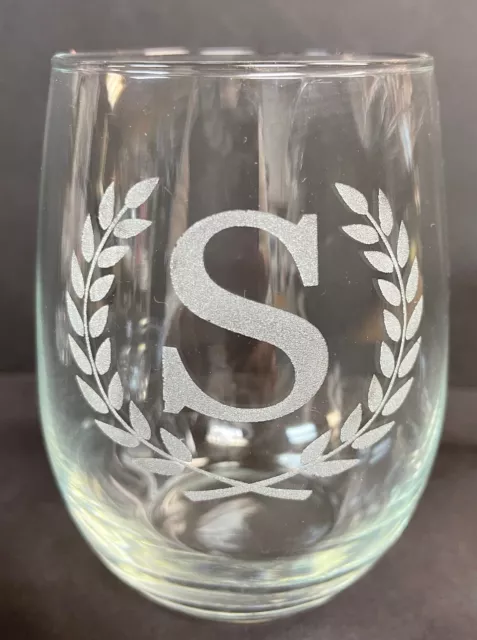 MONOGRAMMED 20.5 oz STEMLESS WINE GLASS LASER ENGRAVED PERSONALIZED