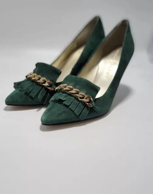 Ivanka Trump Shoes Adult Size 7M Green With Chains Genuine Leather Suede  Womans