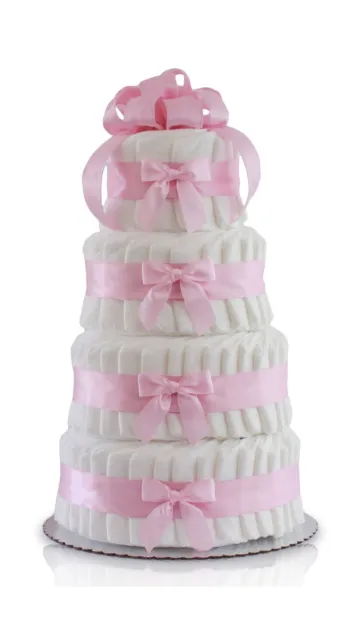 Classic Pastel Baby Shower Diaper Cake (4 Tier, Pink)&#8230; 100 Count (Pack of