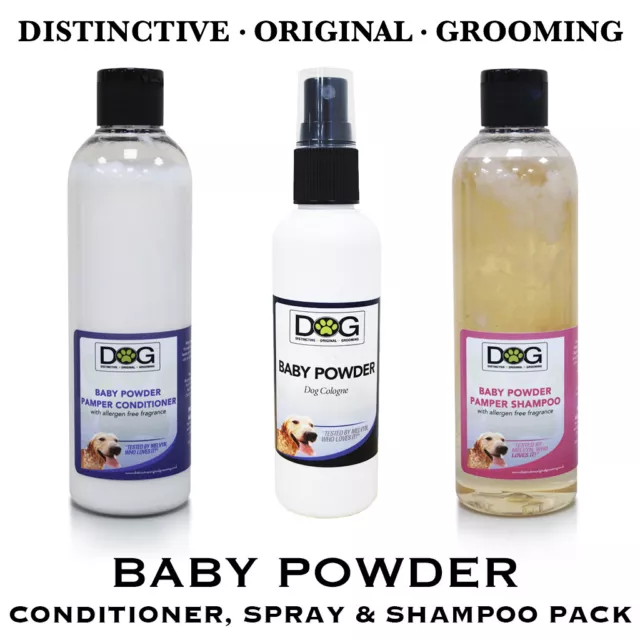 Baby Powder 100ml Dog Spray, 250ml Dog Shampoo & 250ml Conditioner Pamper Pack!