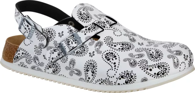 Birkenstock Superlauf Clogs KAY SL Paisley Black White Damen Birko-Flor