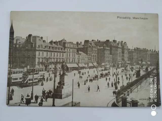 old postcard, Piccadilly, Manchester, Lancashire, england
