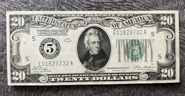 1928 $20 Richmond Federal Reserve Redeemable In Gold Note