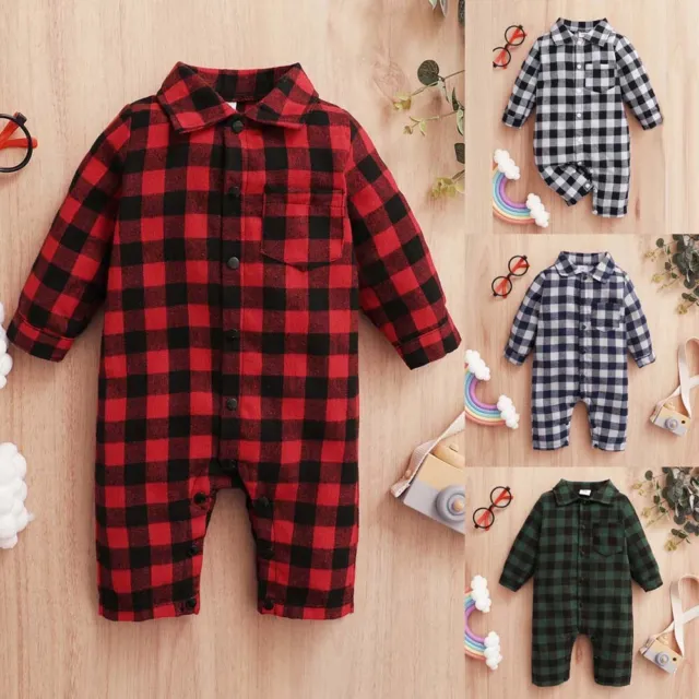 Newborn Baby Boy Girl Long Sleeve Romper Tops Pants Outfits Set Jumpsuit Clothes