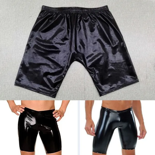 Pantaloncini boxer uomo stile audace finta pelle look bagnato pantaloni neri M 2