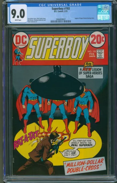 Superboy #193 D.C. Comics 2/73 CGC 9.0 White Pages