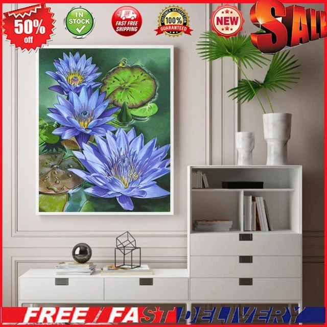 Blue Lotus Oil Paint By Numbers Kit DIY Acrylic Painting Frameless Art (B3124)