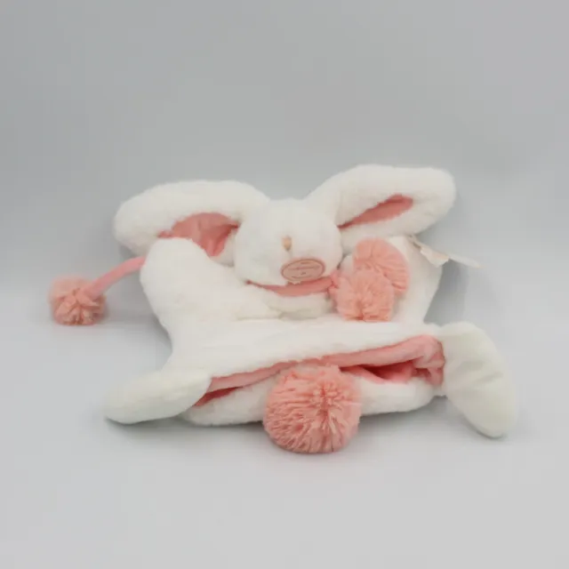 Doudou et Compagnie plat marionnette lapin blanc rose clair Pompon - 26931