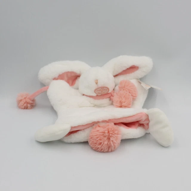 Doudou et Compagnie plat marionnette lapin blanc rose clair Pompon - 26931