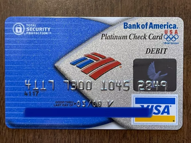 Bank of America VISA Platinum Check Card - Debit (Not Credit) Card - Exp 2009