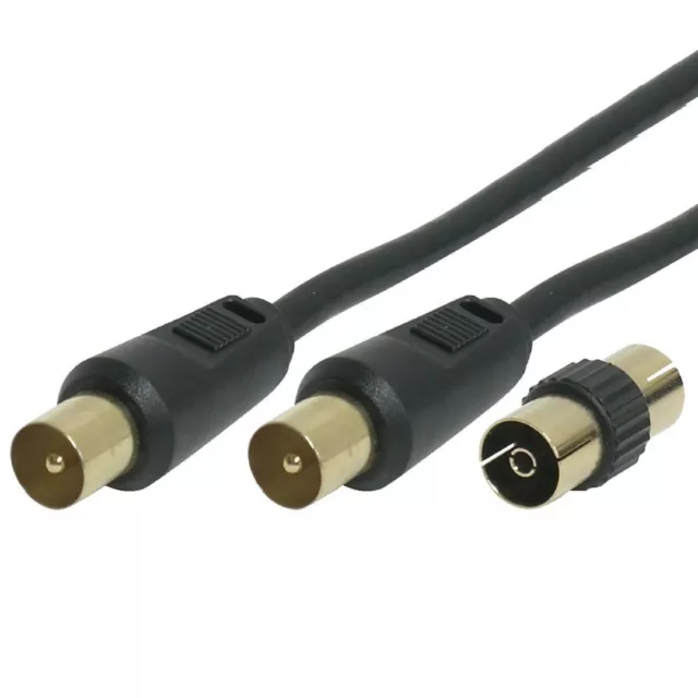 Coaxial TV Aerial Cable RF Fly Lead Digital Male to Male 1m 2m 3m 5m 10m 20m 30m