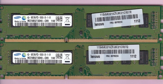 KIT DE MEMORIA 8GB 2x4GB PC3-10600 DDR3-1333 SAMSUNG M378B5273DH0