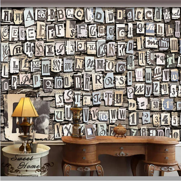 3D LETTERS NUMBERS Symbol Wallpaper Full Wall Mural Photo Printed Home