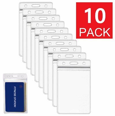 10Pcs ID Card Holder Clear Plastic Badge Resealable Waterproof Business Case