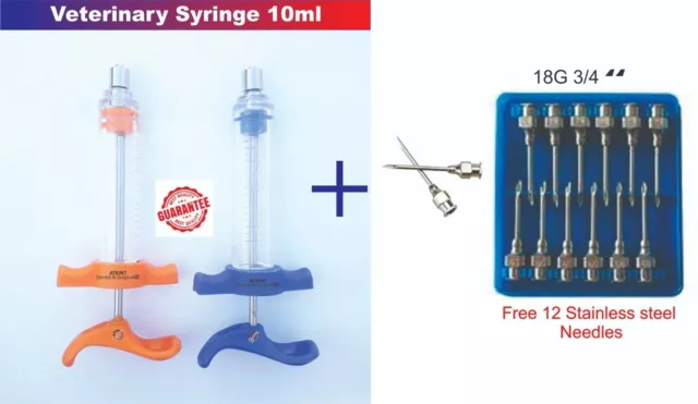 10ml 20ml Veterinary Syringe Luer Injection Lock Reusable Livestock Supplies