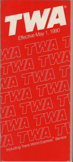 TWA Trans World Airlines system timetable 5/1/90 [308TW] Buy 4+ save 25%