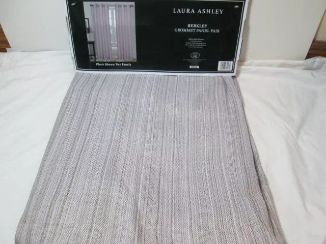 New Laura Ashley BERKLEY Grommet Window Panel Pair Two 38"x84" - Chocolate/White