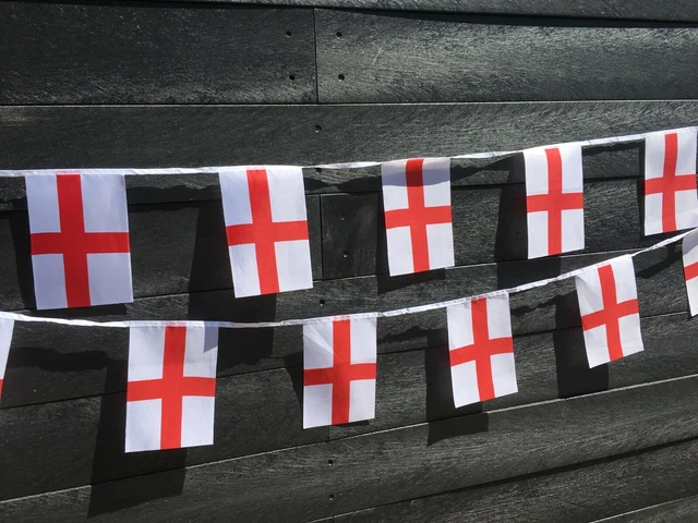 ENGLAND FOOTBALL RUGBY St George Fabric Bunting - 18ft 20 flags - free ...
