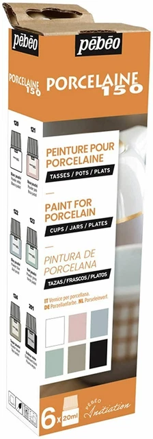 Pebeo Porcelaine 150 Cerámica Pintura Tiza Colores Iniciación Set 6 X 20ml