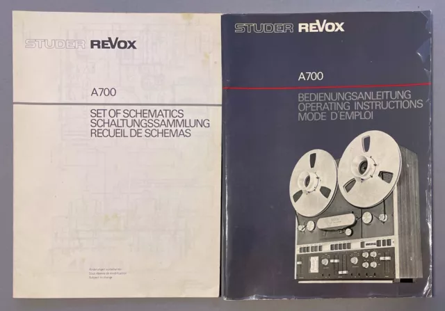 Revox A700 Bedienungsanleitung und Schaltungssammlung, schematics