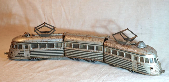 JEP TRAIN ÉLECTRIQUE en Tôle Lithographiée Locomotive Wagons Rails J de