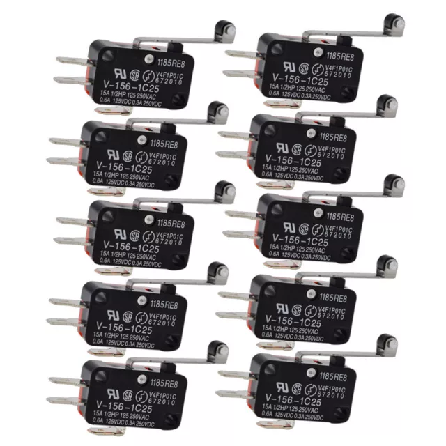 10x Micro Limit Switch Long Hinge Roller Momentary SPDT Snap Action V-156-1C25 J