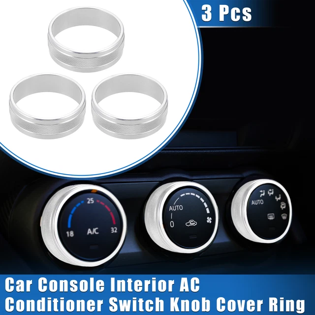 3pcs Car AC Switch Knob Cover Ring for Jeep Wrangler JK JKU 2011-18 Silver Tone