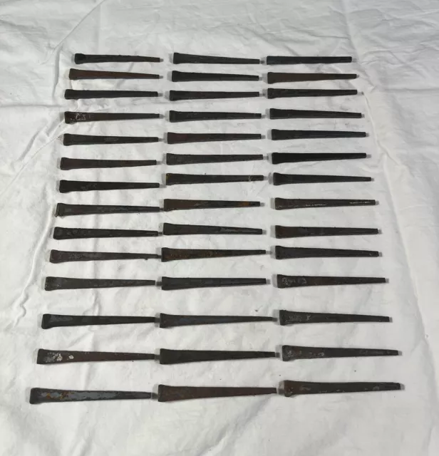 42 Vintage Old Square Cut Nails, roughly 2.5” and 2.375" Unused, for Coffins?