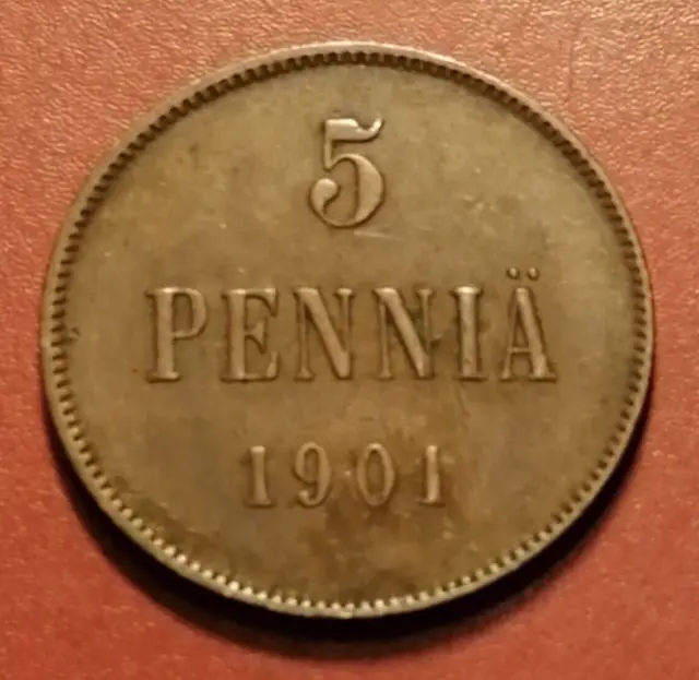 *Finland - 5 penniä 1901  Copper-Empire Nikolai II *Cond.1+ *
