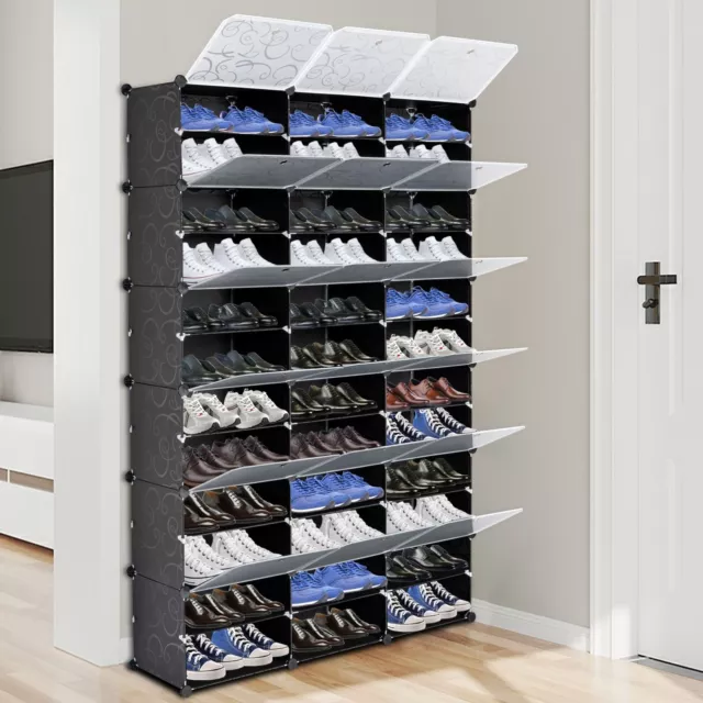 12-Tier Portable 72 Pair Shoe Rack Organizer 36 Grids Tower Shelf Storage